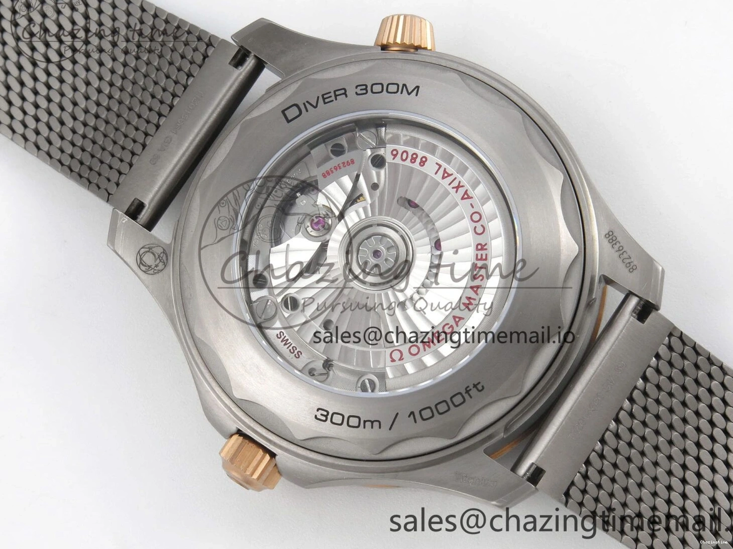0329 OdorResistant Seamaster 300M Diver Titanium Bronze Gold VSF 1:1 Best Edition Green Dial on Titanium Mesh Bracelet A 7660